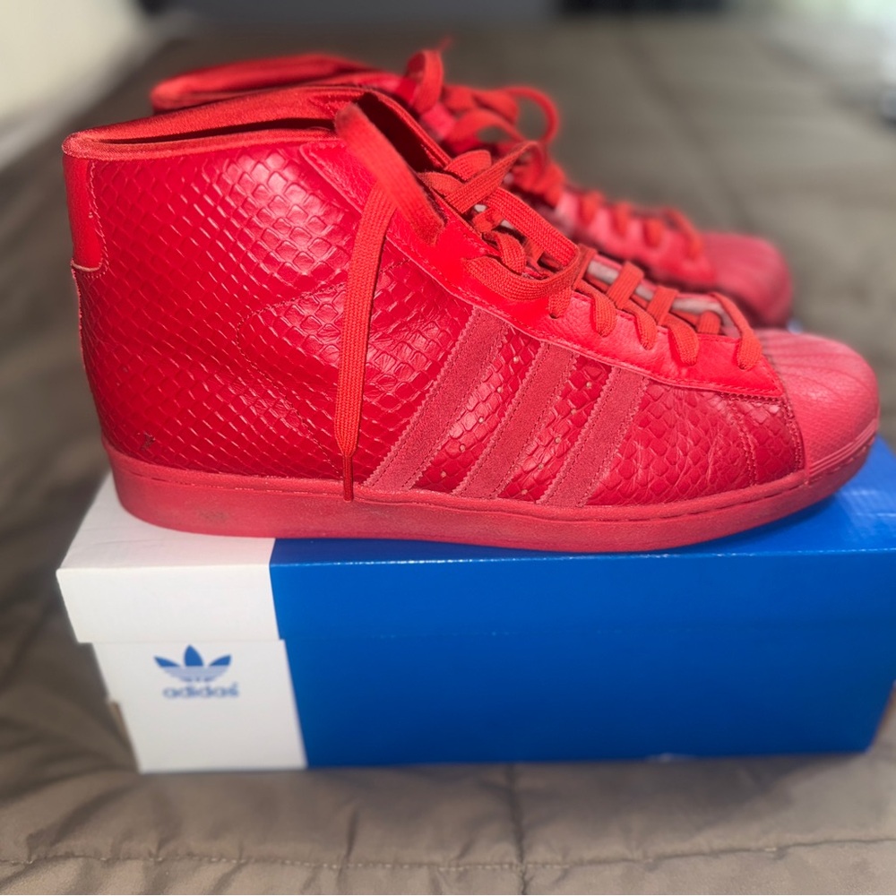 adidas Red High-Top Athletic Shoes